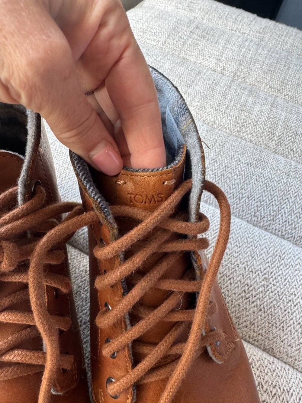 TOMS Men's Hillside Leather Lace Up Wool Blend Lined Ankle Boots Brown Size 10.5 - Picture 6 of 8